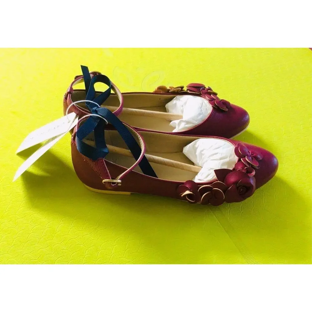 NWT❤️Janie and jack Girls Flower Flat shoes sz13